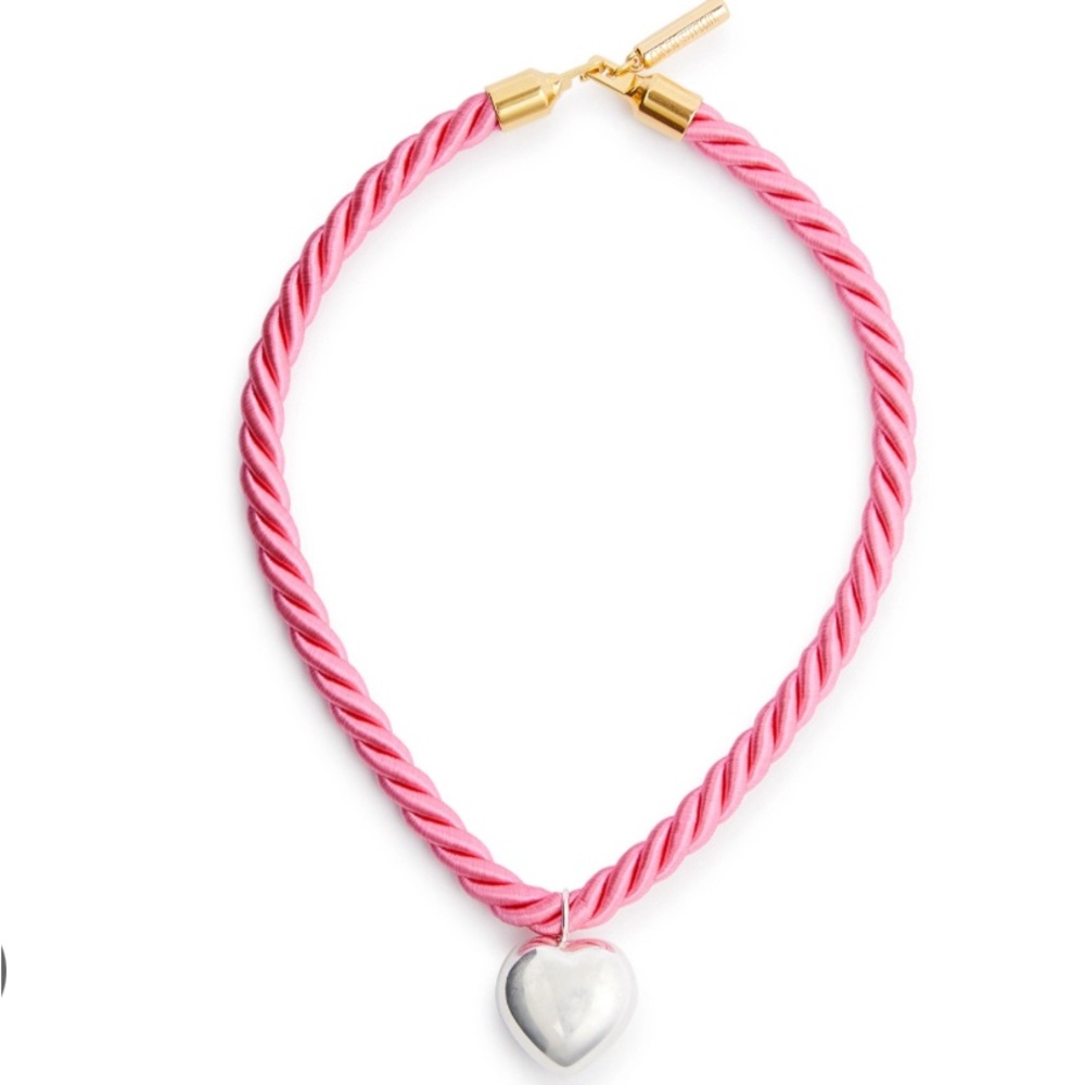 Timeless Pearly Pink Rope Heart Necklace